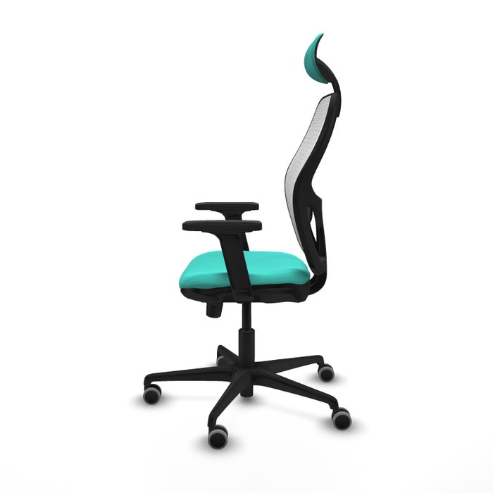 PIQUERAS Y CRESPO Silla de oficina Jorquera, mecanismo Sincro/Traslack, Turquesa y Blanco