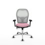 PIQUERAS Y CRESPO Silla de oficina Jorquera Rosa y Blanca con Brazos 3D
