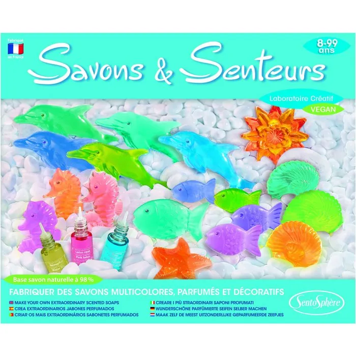 Sentosphere Jabones y Aromas - Juego de fabricación de jabones de alta calidad para pieles frágiles y mixtas, a partir de 3 años