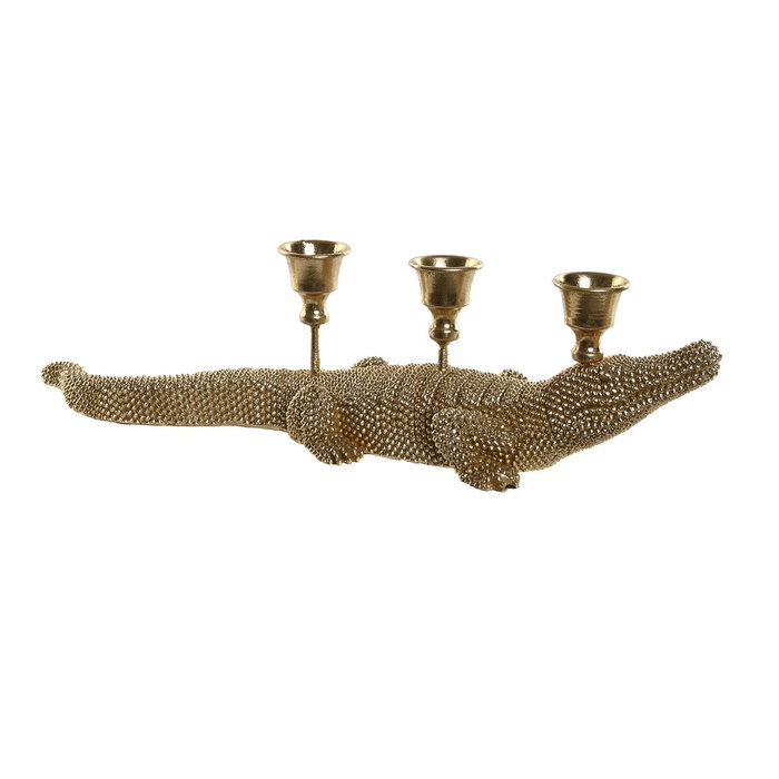 DKD Home Decor Figura de Resina Candelabro Dorado