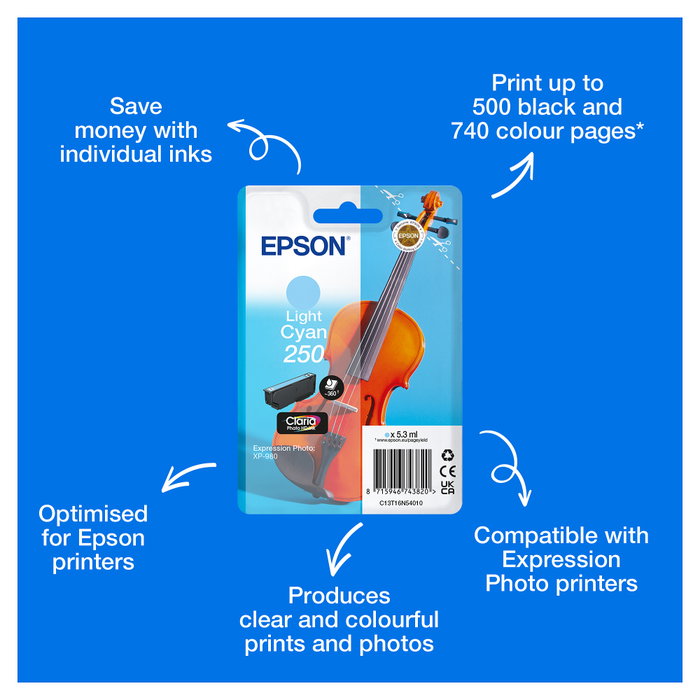 Epson 250 Cartucho de Tinta Cian Claro