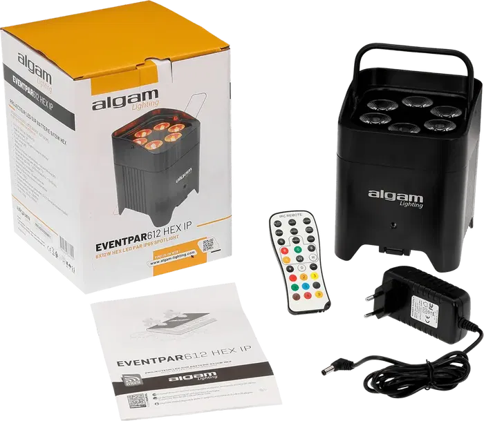 Algamlight Foco Par Led 6X12W Rgbwa+Uv Ip65 Con Batería Y W-Dmx "EVENT PAR 612 HEX IP"