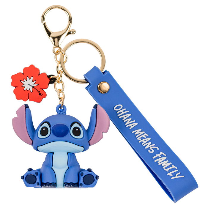 Disney Llavero Stitch con punto 3D y colgante de flor roja