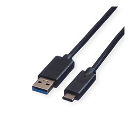 ROLINE Cable USB 3.2 Gen 1 de USB A a USB C, 0,5 m, Negro
