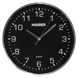 MAURER Reloj de Pared Negro Ø 25 cm