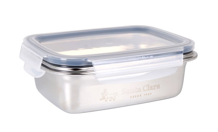 Santa Clara Fiambrera de Acero 0.6 Litros para Microondas y Horno, 17 cm Largo x 13.1 cm Ancho x 6.1 cm Alto (12 Unidades)