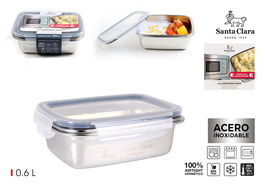 Santa Clara Fiambrera de Acero 0.6 Litros para Microondas y Horno, 17 cm Largo x 13.1 cm Ancho x 6.1 cm Alto (12 Unidades)