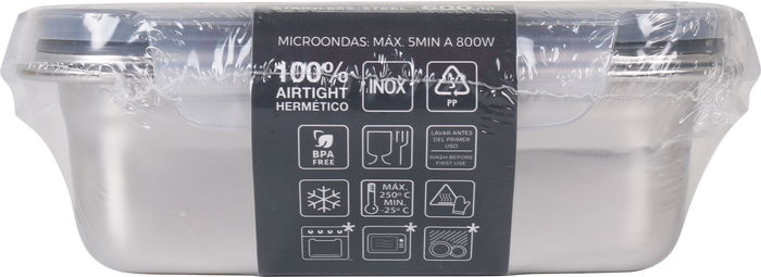 Santa Clara Fiambrera de Acero 0.6 Litros para Microondas y Horno, 17 cm Largo x 13.1 cm Ancho x 6.1 cm Alto (12 Unidades)