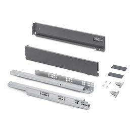 Emuca Cajón exterior Vertex con regulación 3D de altura 83mm, 40kg, profundidad 450mm, Acero, Gris antracita