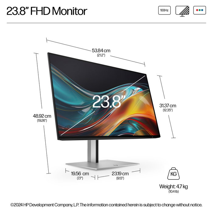 HP Serie 7 Pro 724pf Monitor FHD 23,8 IPS 100 Hz Black/Silver HP Serie 7 Pro 724pf Monitor FHD 23,8 IPS 100 Hz Black/Silver