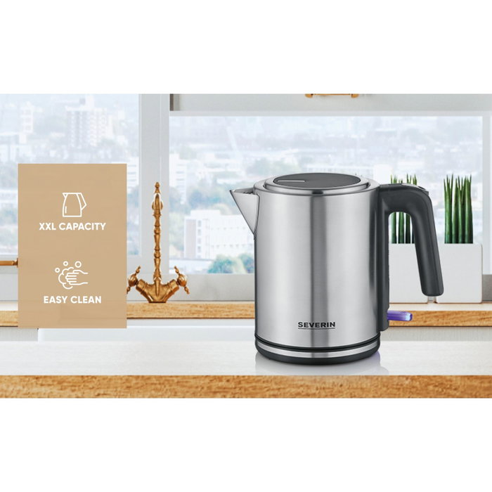 Severin WK 3489 Hervidor de 1 L, 2400 W, Negro/Plata Severin WK 3489 Hervidor de 1 L, 2400 W, Negro/Plata