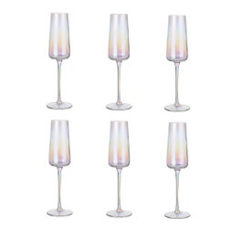 DKD Home Decor Set de 6 Copas de Cristal Iridiscente 245ml