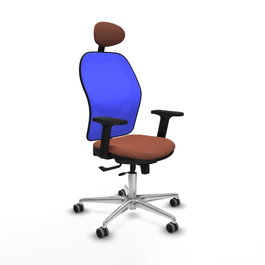 PIQUERAS Y CRESPO Silla de oficina Jorquera con mecanismo Sincro/Traslack, Azul y Marrón