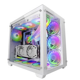 Mars Gaming Torre MCV3W Premium E-ATX con Cristal Templado y RGB Frontal, Blanca (MCV3W)