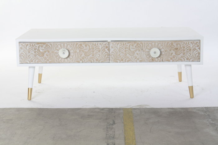 DKD Home Decor Mesa de Centro Mandala Abeto Marrón Claro