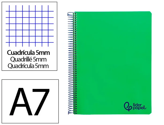 Liderpapel Cuaderno Espiral Micro A7 Wonder Verde Oscuro 100 Hojas 90g Cuadro 5mm Liderpapel Cuaderno Espiral Micro A7 Wonder Verde Oscuro 100 Hojas 90g Cuadro 5mm