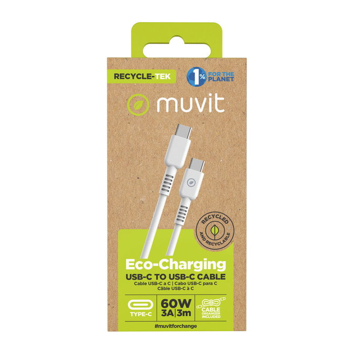 muvit for change cable Tipo C a Tipo C 3A/60W 3m blanco