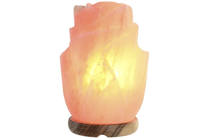 DKD Home Decor Lámpara de sobremesa de sal del Himalaya Flor 12x12x18 cm