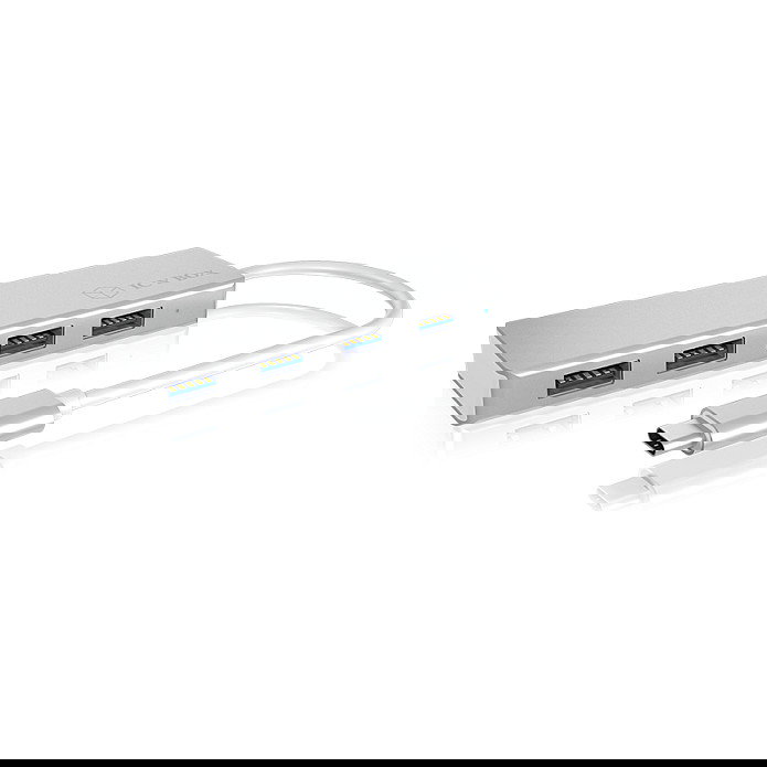 ICY BOX IB-HUB1425-C3 Hub USB-C con 4 Puertos USB 3.0, Plata