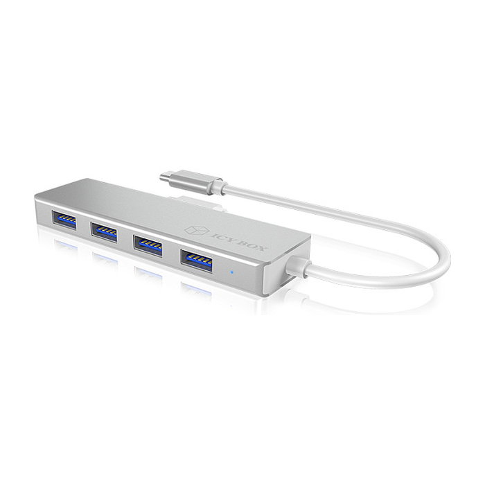 ICY BOX IB-HUB1425-C3 Hub USB-C con 4 Puertos USB 3.0, Plata