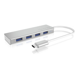 ICY BOX IB-HUB1425-C3 Hub USB-C con 4 Puertos USB 3.0 Plata