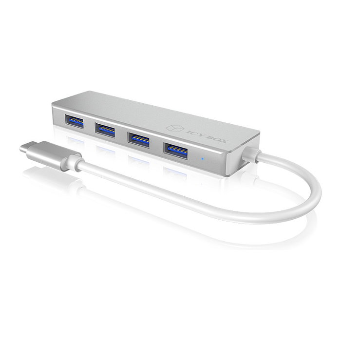 ICY BOX IB-HUB1425-C3 Hub USB-C con 4 Puertos USB 3.0, Plata
