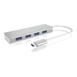 ICY BOX IB-HUB1425-C3 Hub USB-C con 4 Puertos USB 3.0, Plata