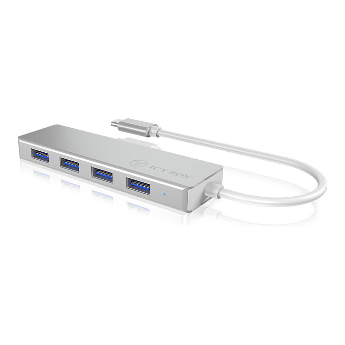 ICY BOX IB-HUB1425-C3 Hub USB-C con 4 Puertos USB 3.0, Plata