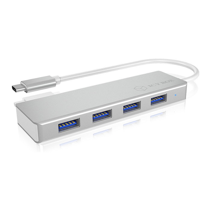 ICY BOX IB-HUB1425-C3 Hub USB-C con 4 Puertos USB 3.0, Plata