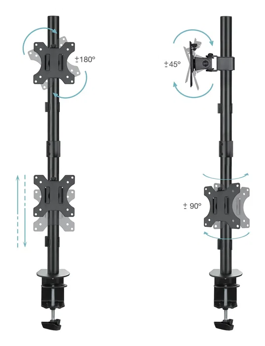 Tooq Soporte de Mesa para 2 Monitores DB1233TNV-B Vertical