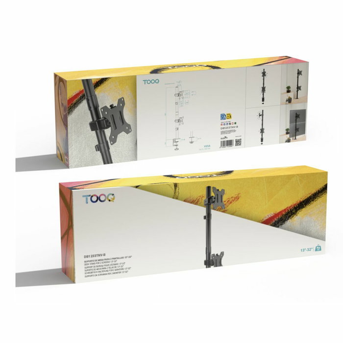 Tooq Soporte de Mesa Vertical para 2 Pantallas 13-32 pulgadas DB1233TNV-B