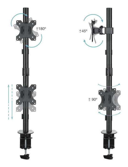 Tooq Soporte de Mesa Vertical para 2 Pantallas 13-32 pulgadas DB1233TNV-B