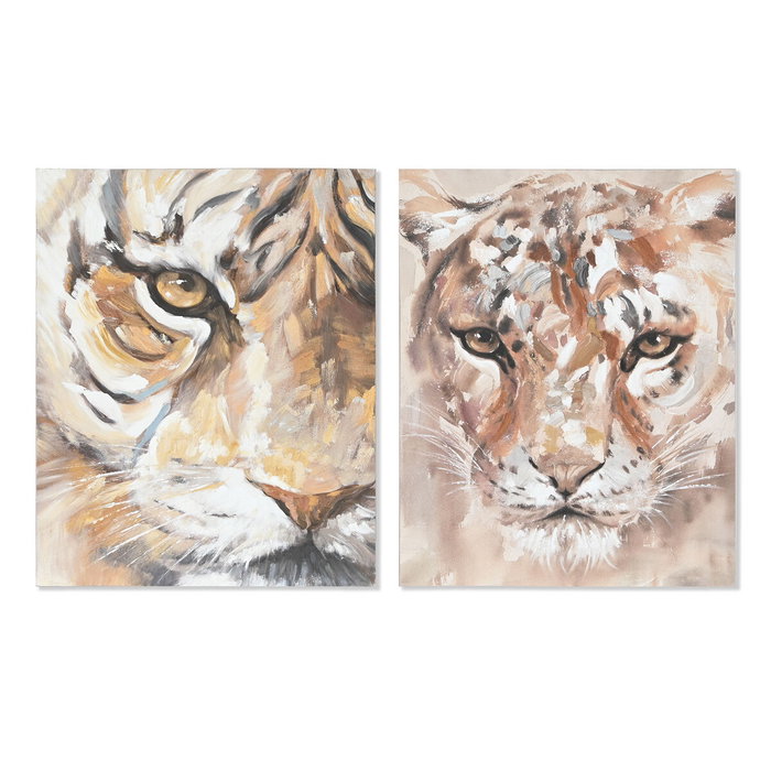 DKD Home Decor Set de 2 Cuadros Lienzo Pino Tigre 80x3,7x100 cm Multicolor DKD Home Decor Set de 2 Cuadros Lienzo Pino Tigre 80x3,7x100 cm Multicolor