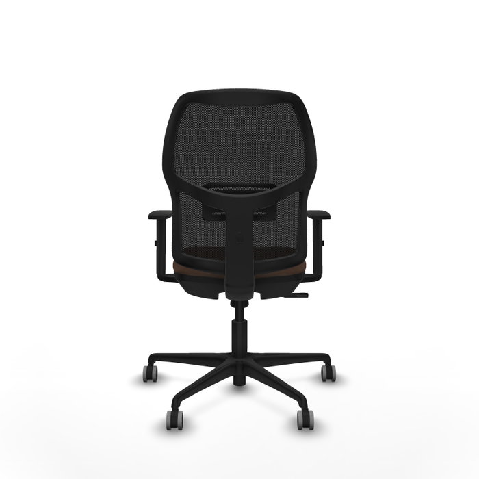 Silla de oficina Alfera con mecanismo Sincro tapizada con Tela color Marrón oscuro y malla color Negro. Equipada con lumbar 1D, Brazos 1D y Ruedas 65 mm parqué Silla de oficina Alfera con mecanismo Sincro tapizada con Tela color Marrón oscuro y malla color Negro. Equipada con lumbar 1D, Brazos 1D y Ruedas 65 mm parqué