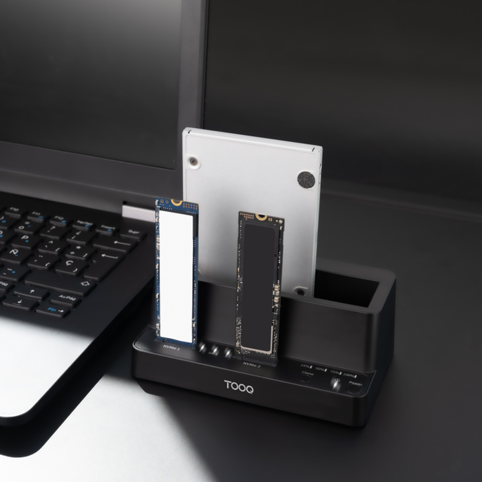 Tooq Docking Station TQDS-502B con 2x SSD M.2 NVMe y 1x SATA 2,5/3,5 Pulgadas