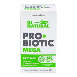 NATURES PLUS Gi Natural Probiotic Mega 30 Cápsulas - Fórmula Probiótica de Alta Potencia para la Microbiota Digestiva
