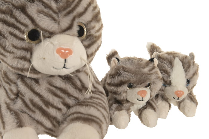 DKD Home Decor Set de 3 Peluches de Poliéster Gris