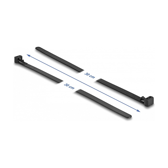 DeLOCK Bridas reutilizables resistentes al calor 300 x 7,6 mm, 100 piezas, Negro