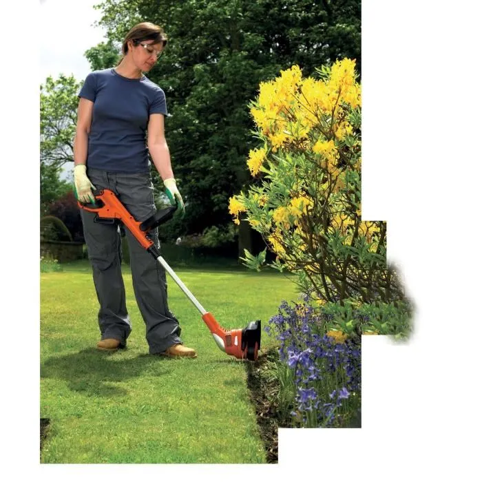 Black + Decker GLC1823L20-QW Bordeadora de Césped, 23 cm, 18 V, 2 Ah, Cabeza Giratoria 180°