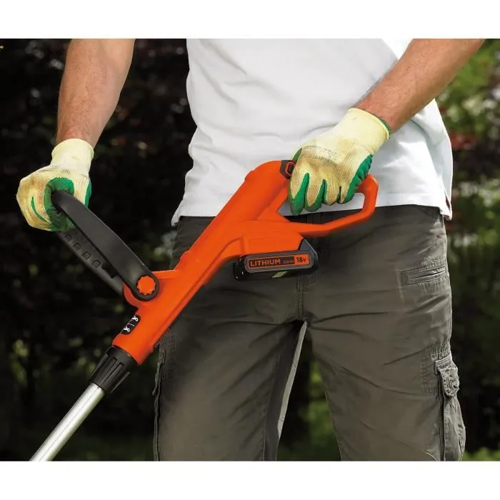 Black + Decker GLC1823L20-QW Bordeadora de Césped, 23 cm, 18 V, 2 Ah, Cabeza Giratoria 180°