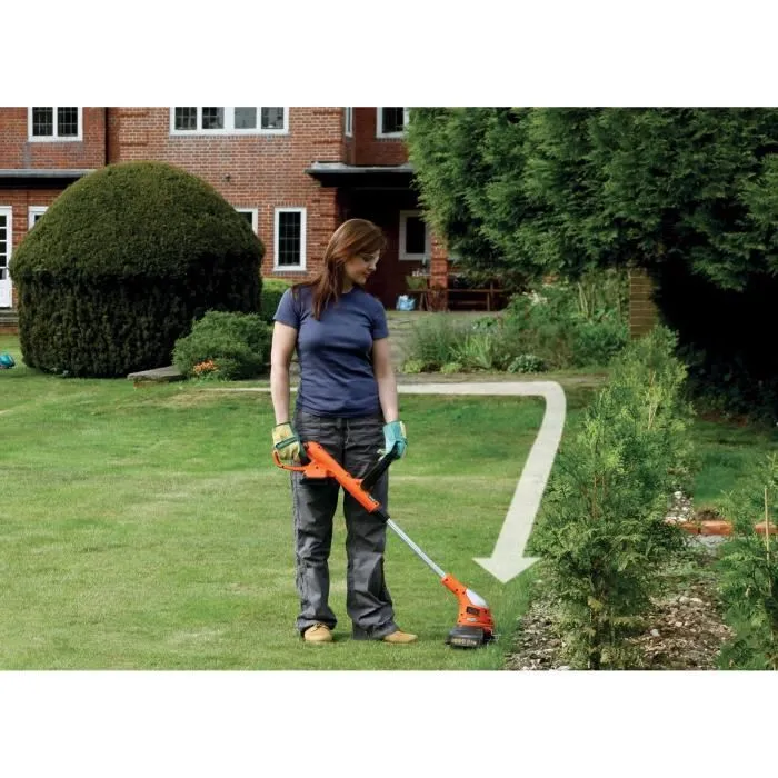 Black + Decker GLC1823L20-QW Bordeadora de Césped, 23 cm, 18 V, 2 Ah, Cabeza Giratoria 180°