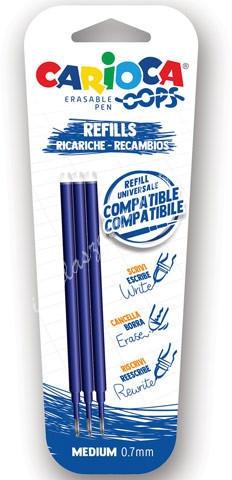 Carioca Recambio Bolígrafo Oops Borrable Azul - Blíster De 3 Carioca Recambio Bolígrafo Oops Borrable Azul - Blíster De 3