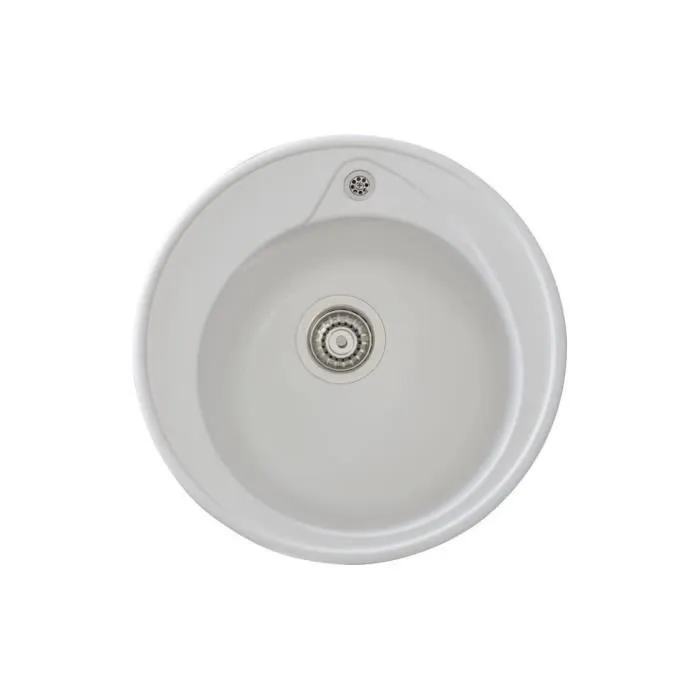 Stradour RONDA Fregadero Construido en SMC WHITE UNI - 1 Cuenco, Dim. Ø 49 cm, Vaciado Manual