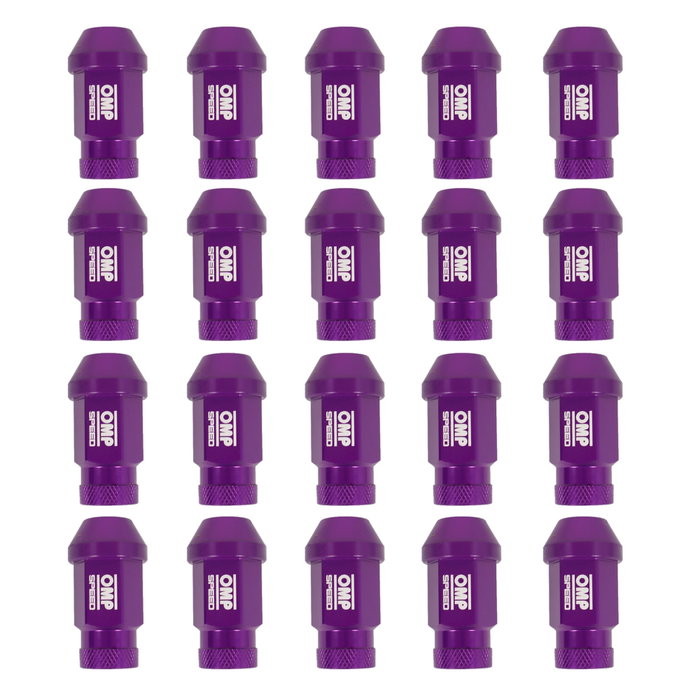 OMP SPEED Juego de 20 Tuercas de Aluminio Morado M12x1.25 Llave 19mm 40mm OMP SPEED Juego de 20 Tuercas de Aluminio Morado M12x1.25 Llave 19mm 40mm