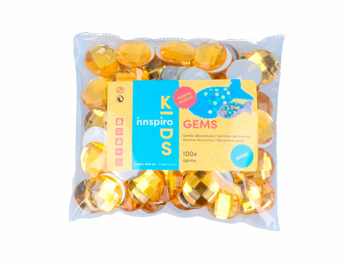 Innspiro Gemas Decorativas Acrílicas Círculo Amarillo 25mm 100u