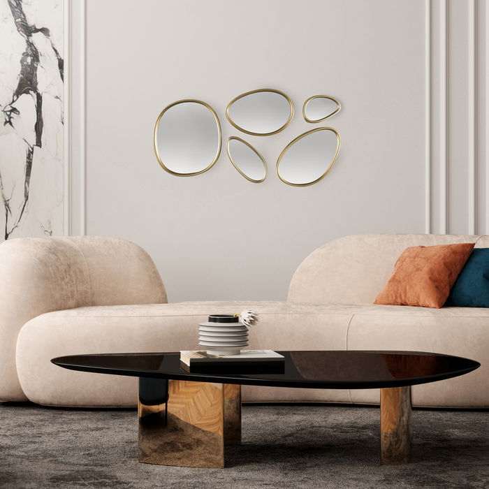 Home Deco Factory Juego De 5 Espejos Forma Orgánica Colección Cocooning