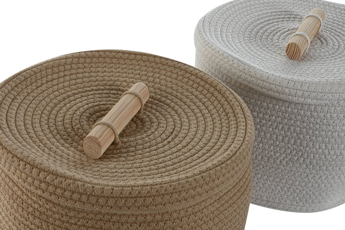 DKD Home Decor Cesta de Algodón Surtido 30x30x24 cm