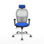 PIQUERAS Y CRESPO Silla de oficina Jorquera con mecanismo Sincro/Traslack Azul y Blanco