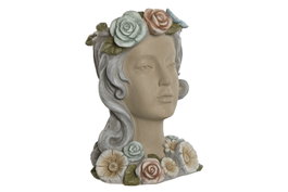 DKD Home Decor Macetero Magnesia Flores Crema Chica