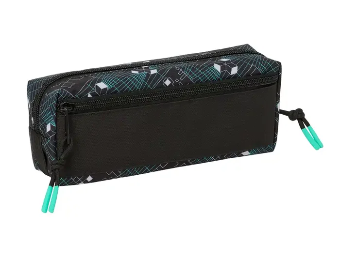 Safta Estuche Portatodo Rectangular Triple Cremallera con Goma Elástica 22 cm, Colección Minecraft, Dimensiones 85x220x60 mm
